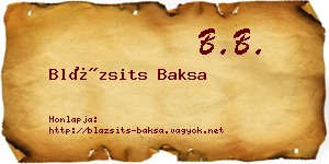 Blázsits Baksa névjegykártya